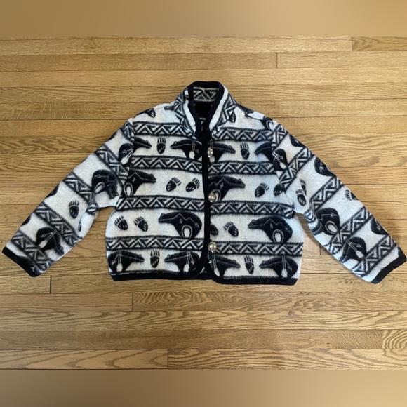 JOYCE ONARHEIM BOE Legacy Collection “Bear” Wool Tribal Pattern Blanket Jacket! - Picture 6 of 12
